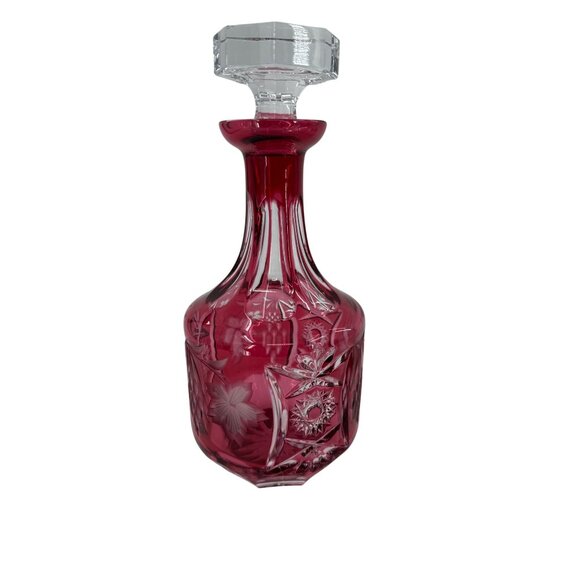 Whiskey Decanter Stopper Traube Nachtmann Ruby Red Cut Glass  READ FLAW - Picture 1 of 11